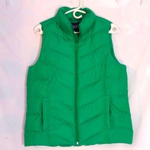 🔰 Lands' End emerald green Chevron down vest size 10 12 medium sleeveless